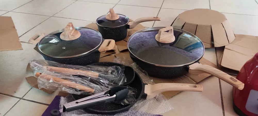 Bateria De Cocina, Juego De Ollas Y Sarten 10 Piezas Negro ChefOlla Sophia