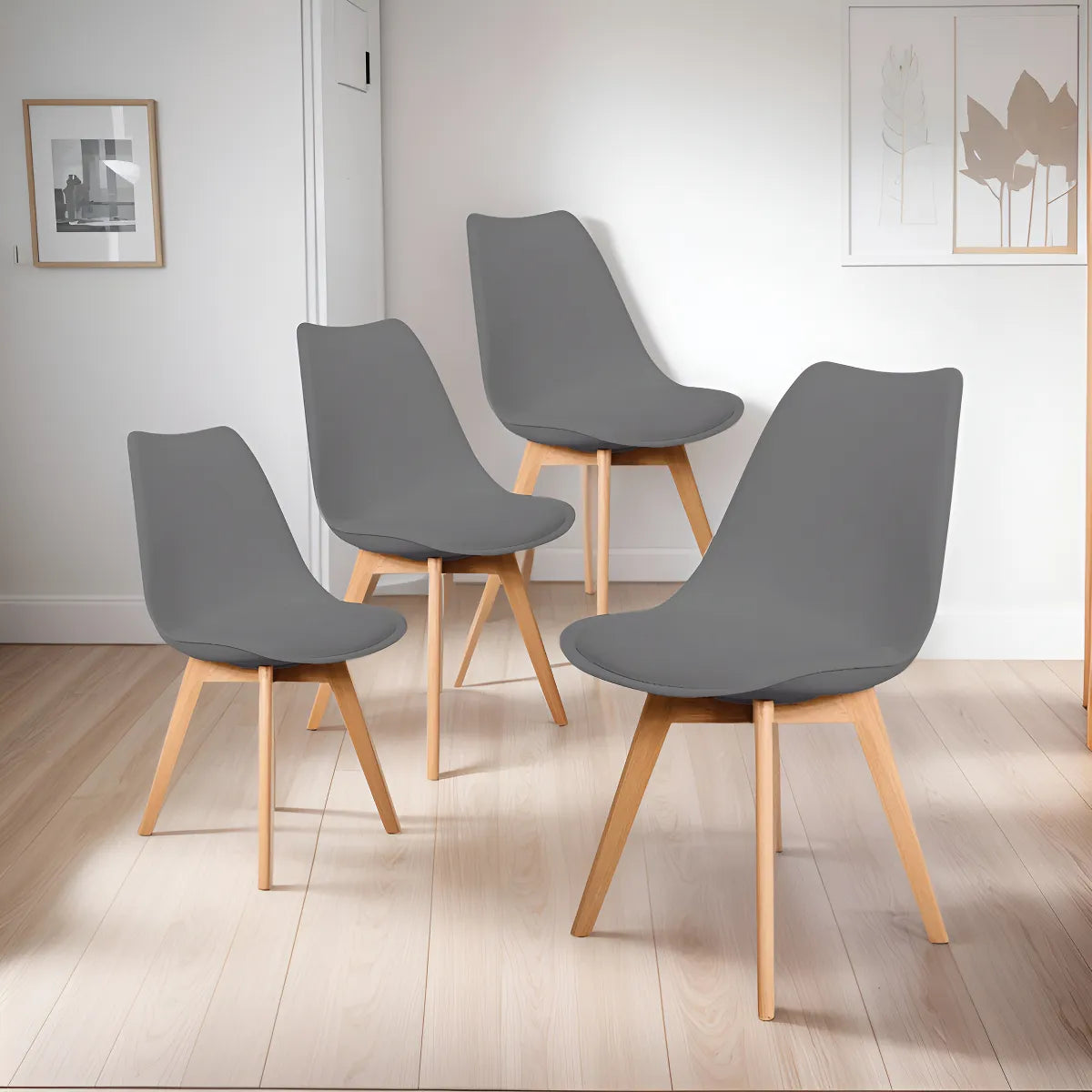 Set 4 sillas de comedor Tulip Minimalistas Acolchadas