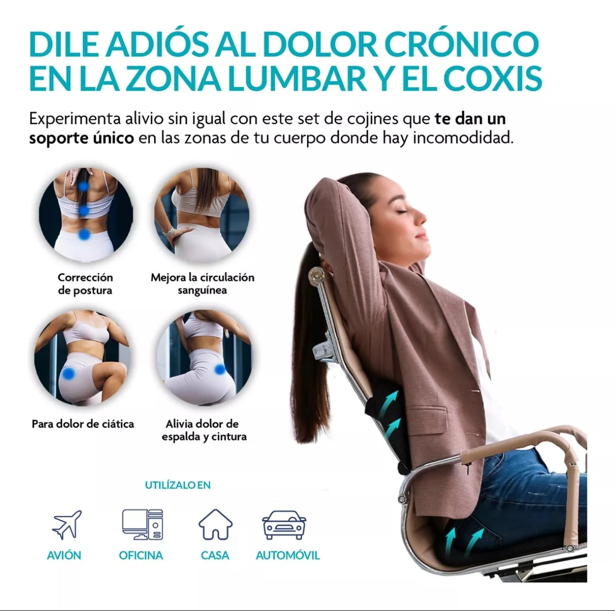 Almohada Memory foam Lumbar coxis Ortopedico Ergonómico