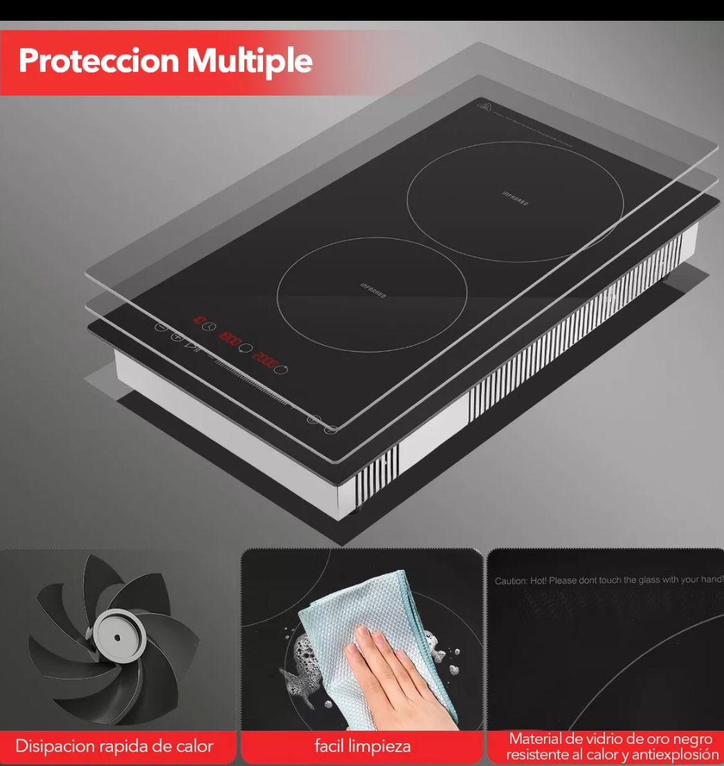 Parrilla electrica vitrocerámica doble