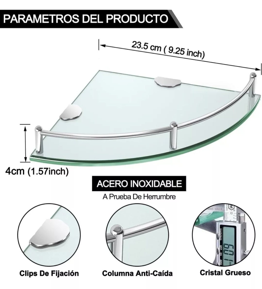 Repisas esquineras de vidrio 4 piezas