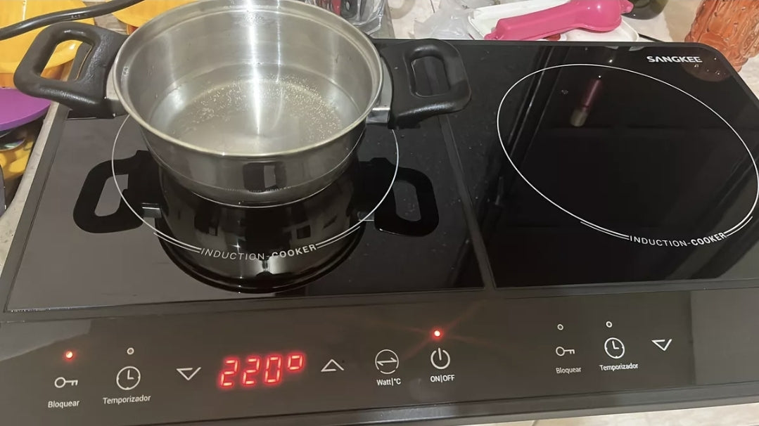 Parrilla de inducción eléctrica magnética 2 quemadores 2000w