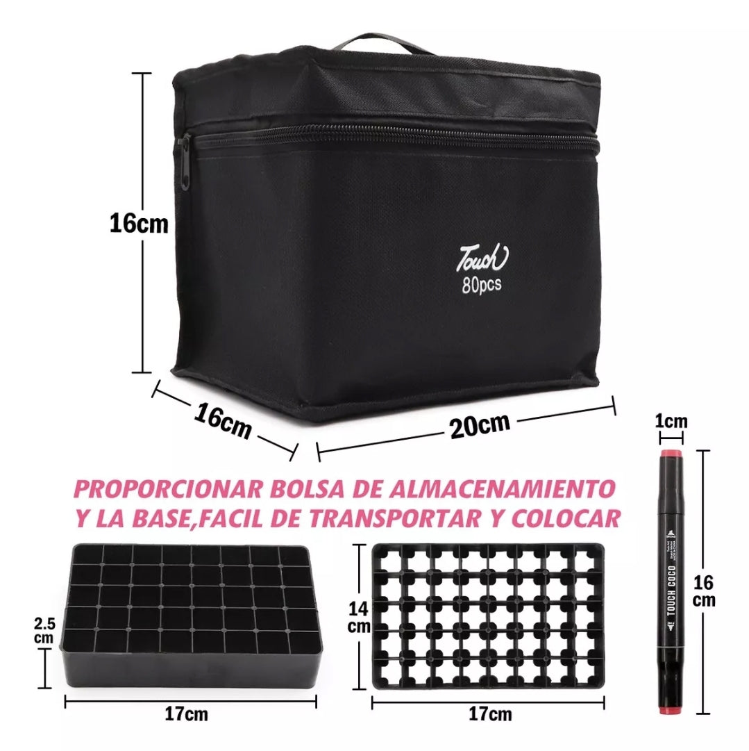 Kit 2 rollos de papel con dibujos para colorear + 80 plumones doble punta