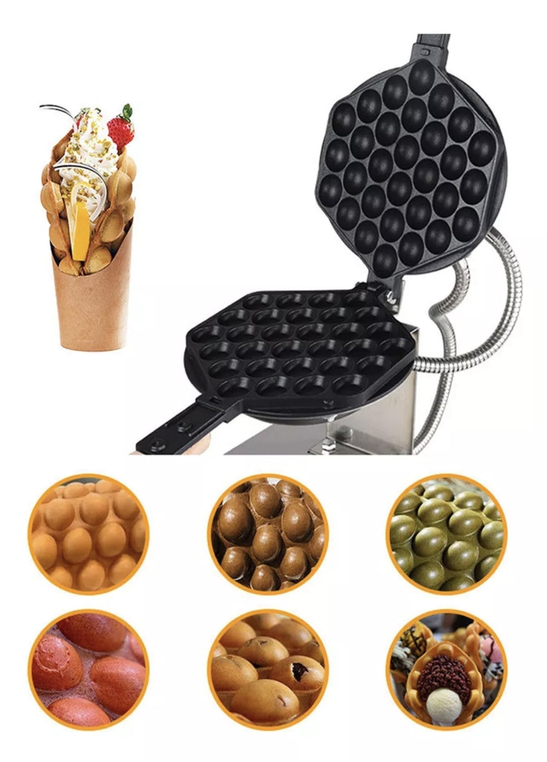 Maquina para bubble waffles 1400w