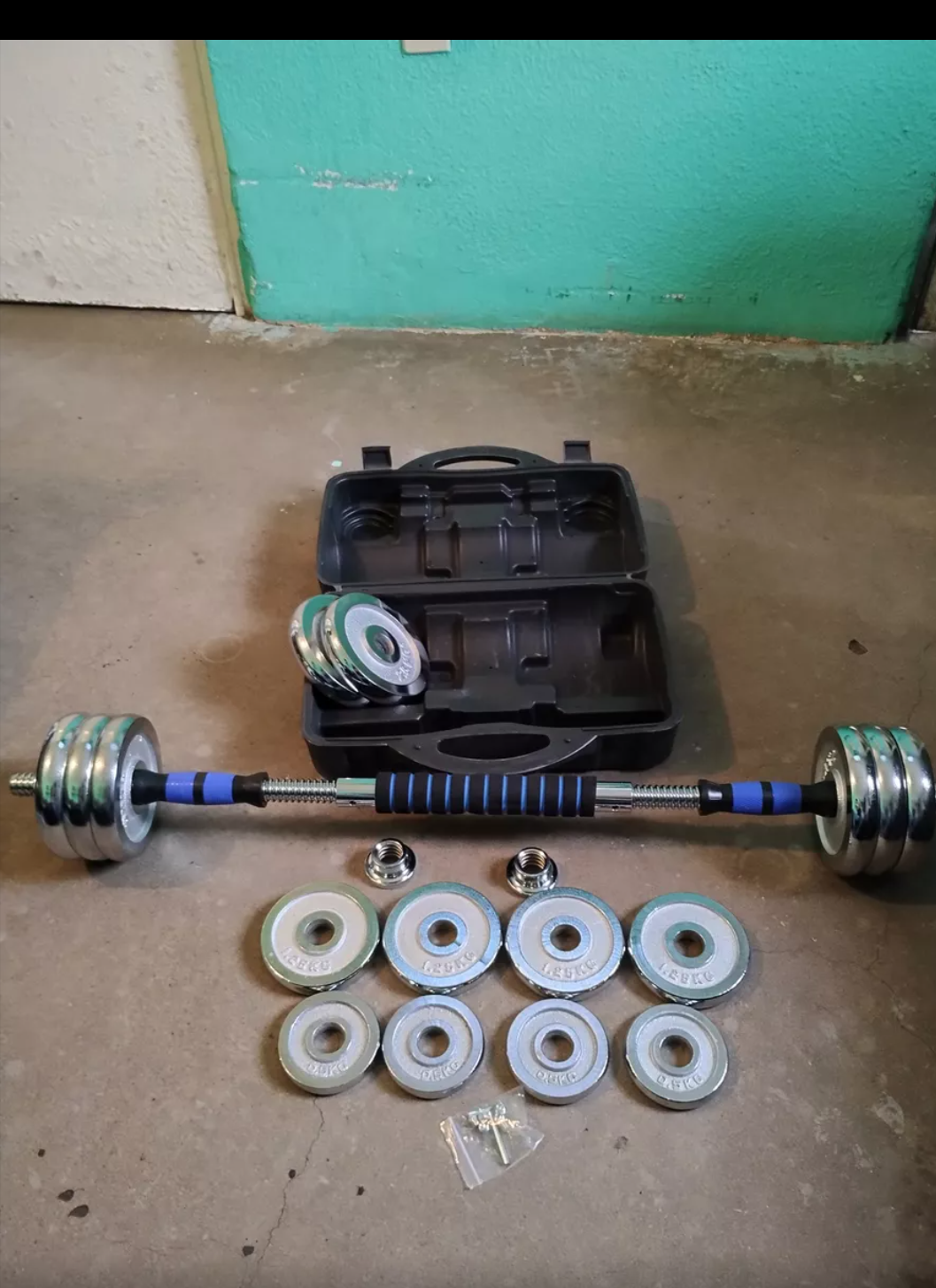Kit de mancuernas 30 kg ajustable a barra recta