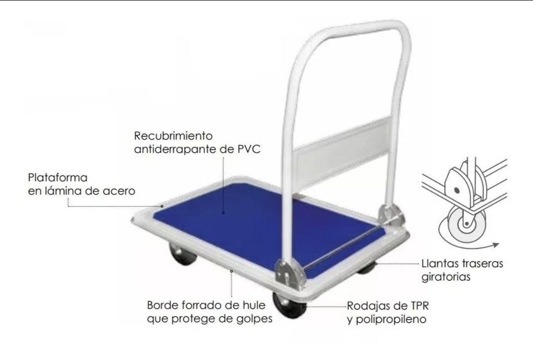 Carro plataforma de carga plegable 150kg / 300kg