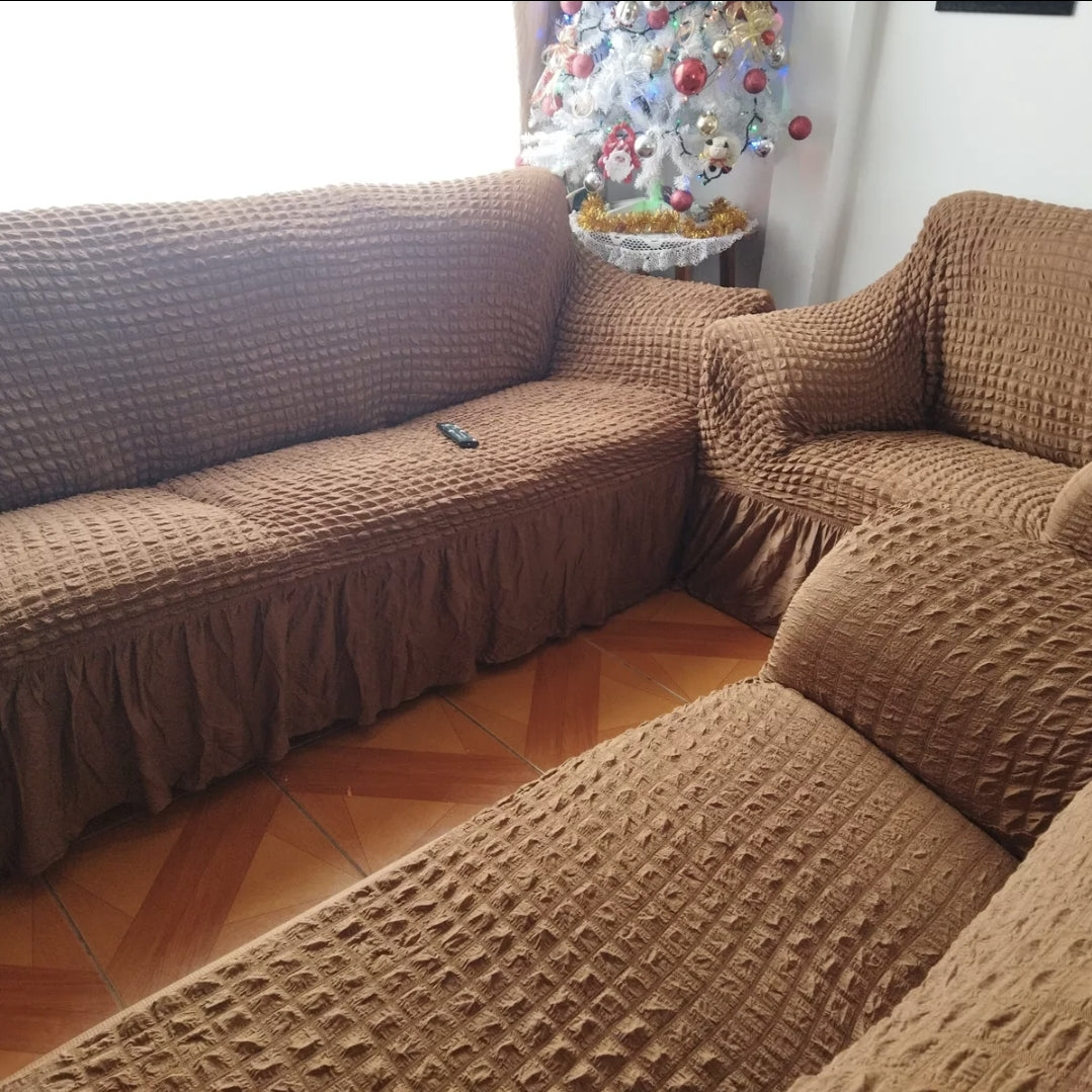 Cubre Sala Con Falda De Olan Fundas Protector Stretch 3 Set