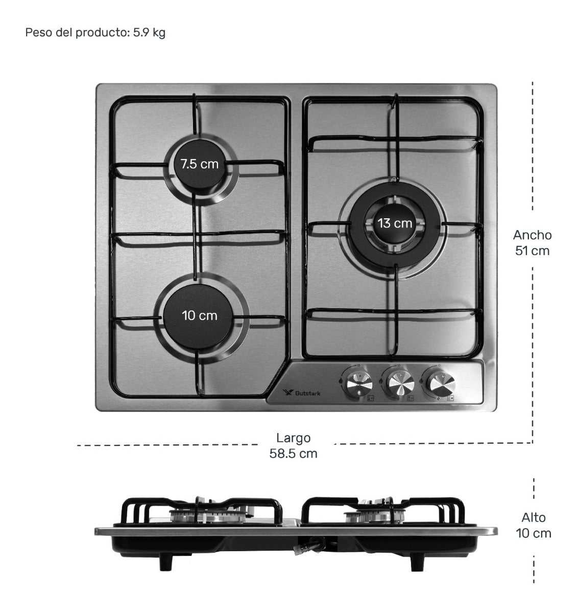 Parrilla 3 quemadores gutstark