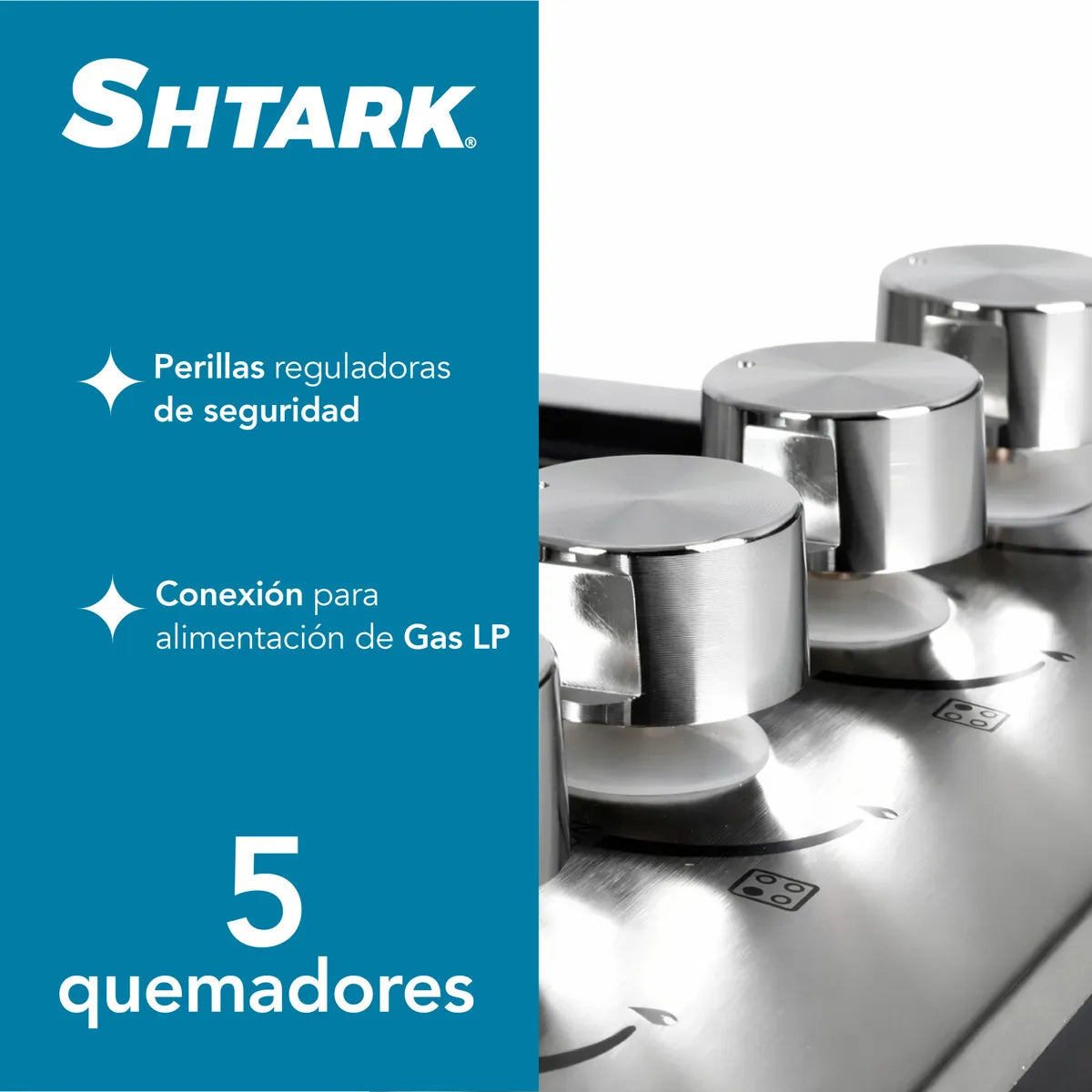 Parrilla Shtark A Gas 5 Quemadores Acero Inoxidable Empotrable Plateado