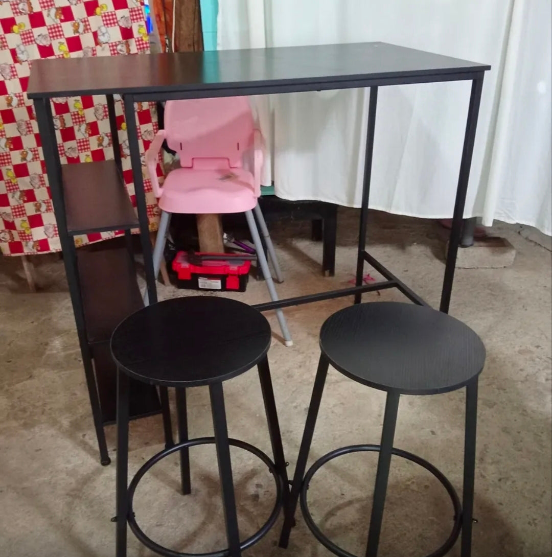 Mesa Barra De Cocina Multiusos Con 2 Bancos