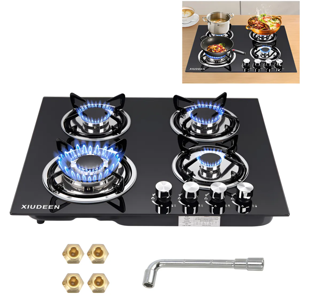 PARRILLA XIUDEEN 4 QUEMADORES VIDRIO TEMPLADO