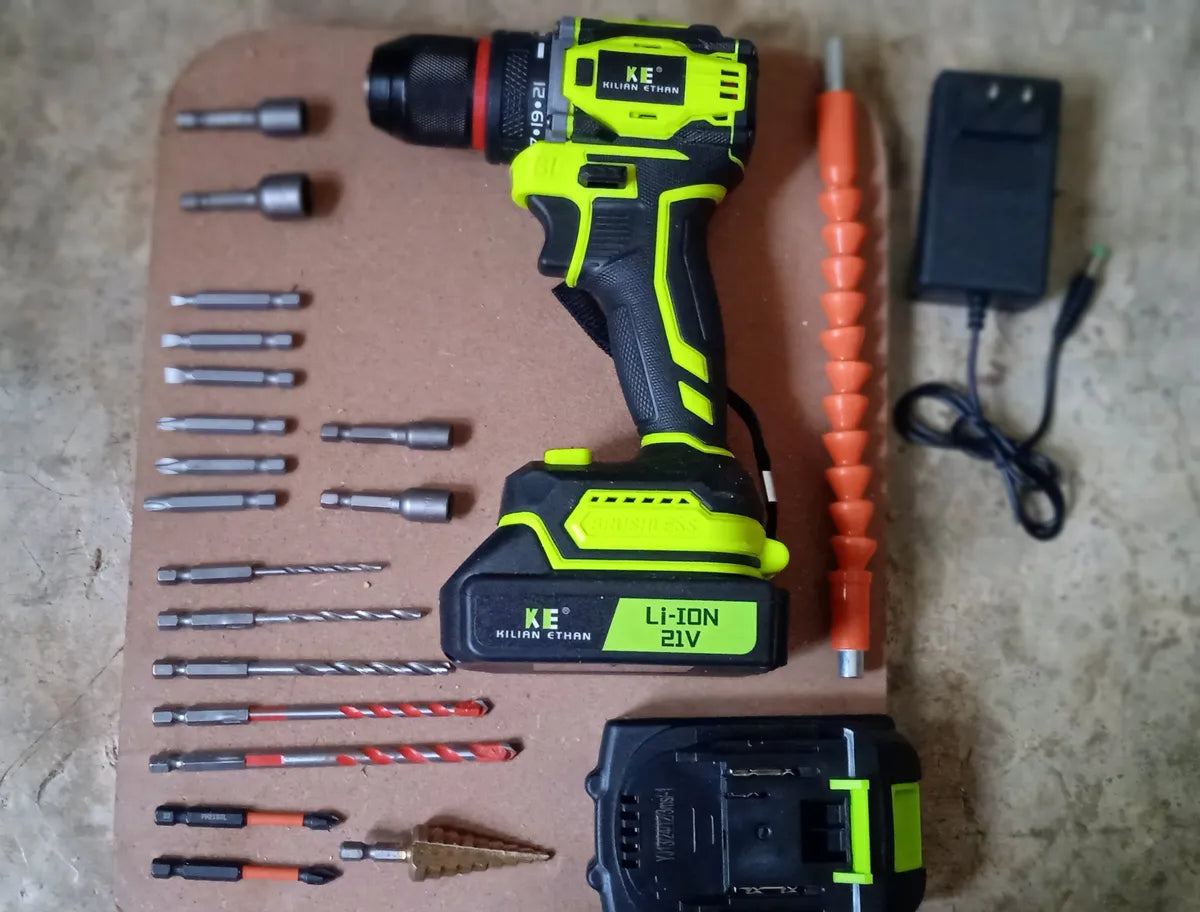 Kit 3 en 1 Taladro Percutor Brushless + Esmeriladora Inalámbrica + Llave Impacto Sin Escobillas