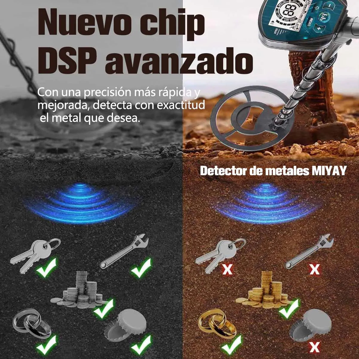 Detector De Metales Joyfox Profesional Con Bobina A prueba De Agua De 25,5 cm 4 Modos (a-m/muesca/me