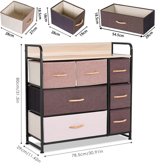 Cajonera estante de 7 cajones de Tela, superficie Mdf