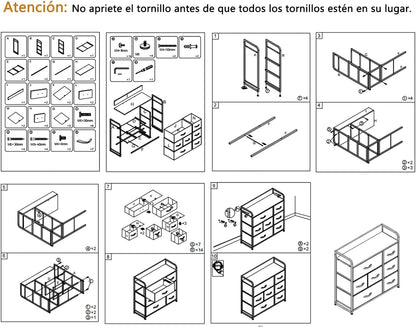 Cajonera estante de 7 cajones de Tela, superficie Mdf