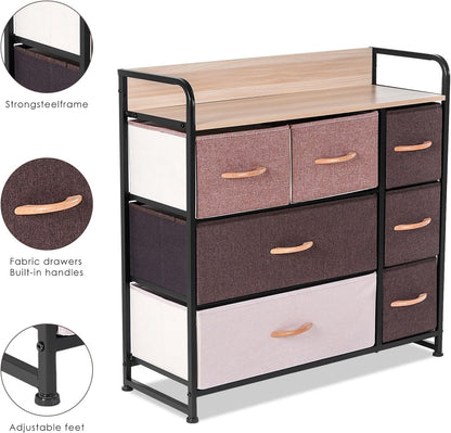 Cajonera estante de 7 cajones de Tela, superficie Mdf