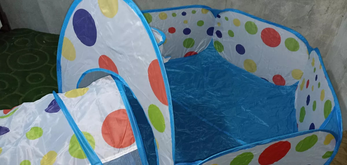 Tiendas Infantiles 3 En 1 Con Túnel, Piscina De Bolas Y Casa