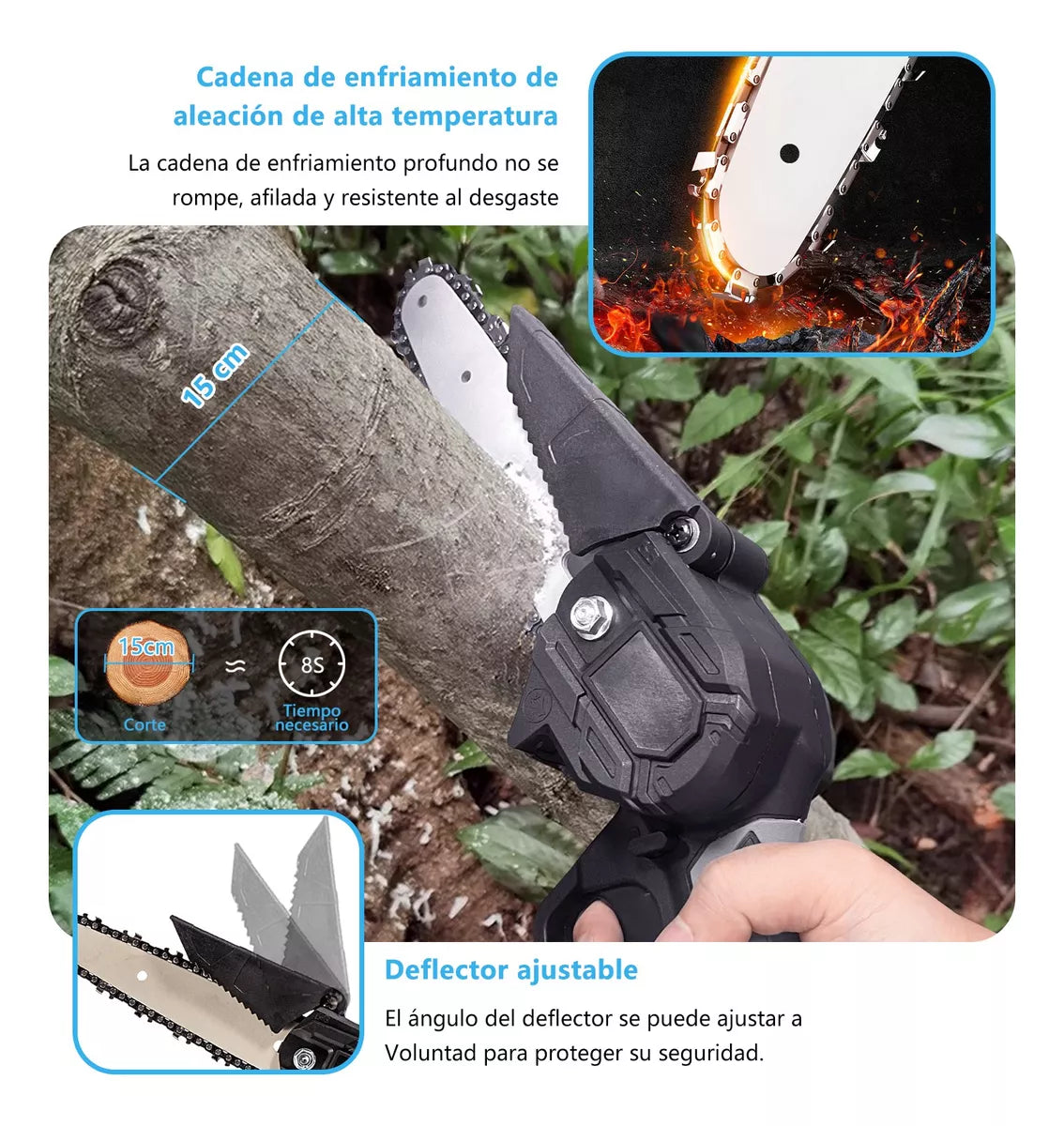 Motosierra Inalambrica Portatil 6 Pulgadas Con 2 Baterías