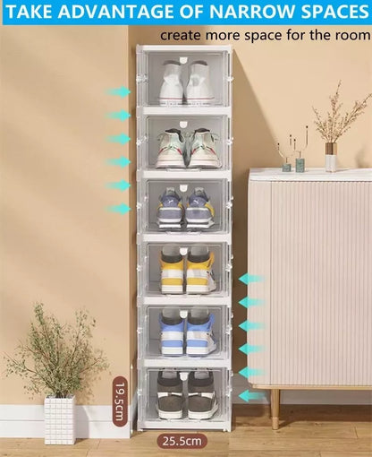 Zapatera plegable 2 TORRES DE 6 COMPARTIMENTOS Capacidad para 12 pares