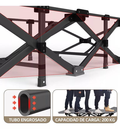 Catre Plegable Acampar Campismo Con Colchón 80x190cm