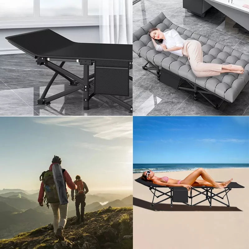 Catre Plegable Acampar Campismo Con Colchón 80x190cm