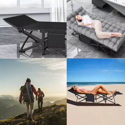 Catre Plegable Acampar Campismo Con Colchón 80x190cm