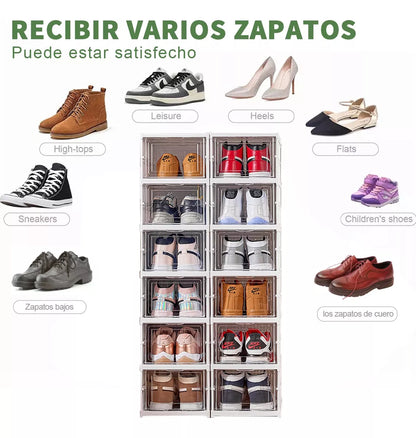 Zapatera plegable 2 TORRES DE 6 COMPARTIMENTOS Capacidad para 12 pares