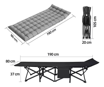Catre Plegable Acampar Campismo Con Colchón 80x190cm