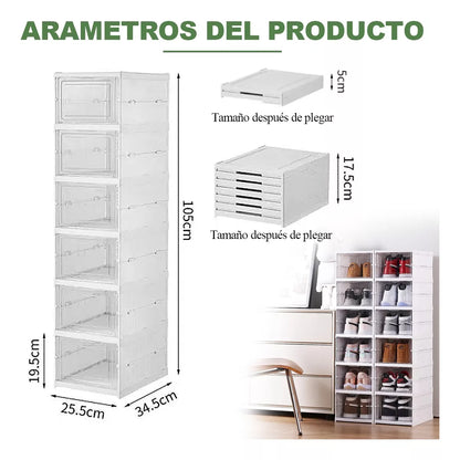 Zapatera plegable 2 TORRES DE 6 COMPARTIMENTOS Capacidad para 12 pares