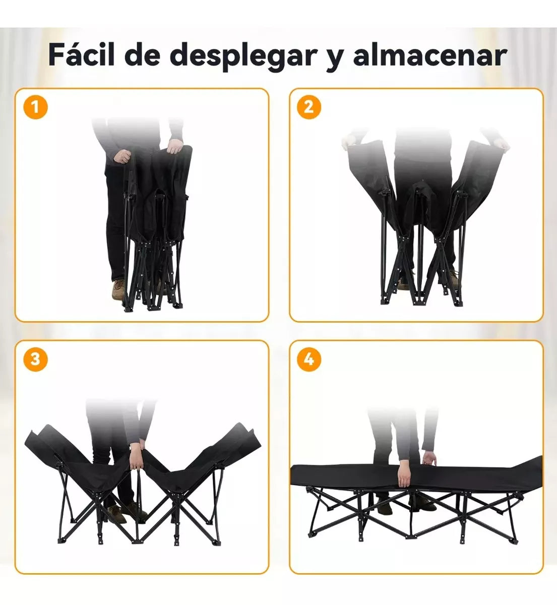 Catre Plegable Acampar Campismo Con Colchón 80x190cm