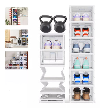 Zapatera plegable 2 TORRES DE 6 COMPARTIMENTOS Capacidad para 12 pares
