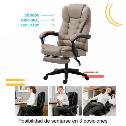 Silla Oficina Ergonómica Reclinable Ajustable Con Reposapiés SIN MASAJEADOR
