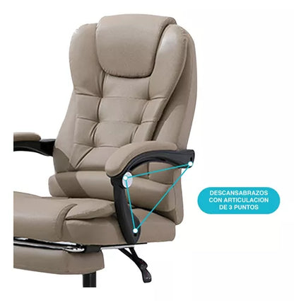 Silla Oficina Ergonómica Reclinable Ajustable Con Reposapiés SIN MASAJEADOR