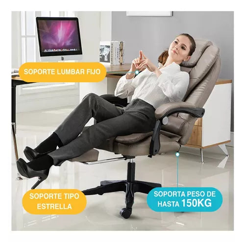 Silla Oficina Ergonómica Reclinable Ajustable Con Reposapiés SIN MASAJEADOR