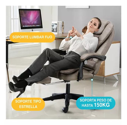 Silla Oficina Ergonómica Reclinable Ajustable Con Reposapiés SIN MASAJEADOR