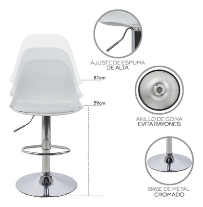 2 bancos modelo Tulip con asiento acolchado