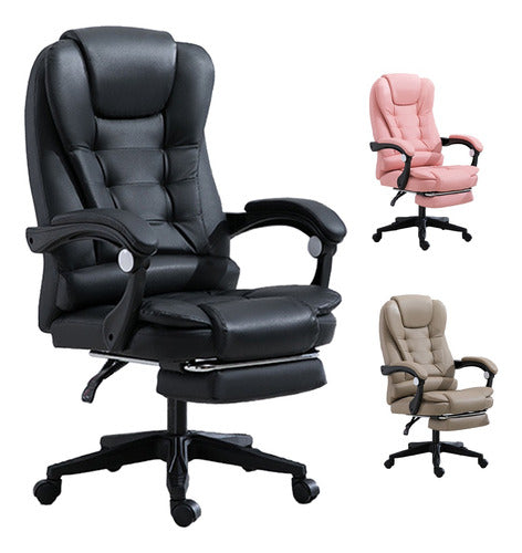 Silla Oficina Ergonómica Reclinable Ajustable Con Reposapiés SIN MASAJEADOR