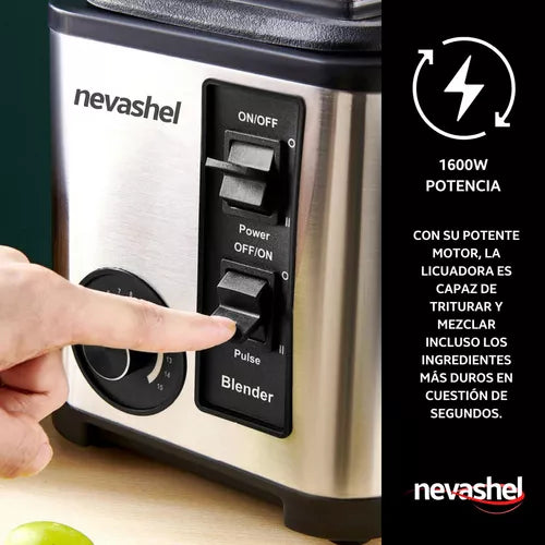 Licuadora Profesional Nevashel 1600W | 3 Litros | 15 Velocidades