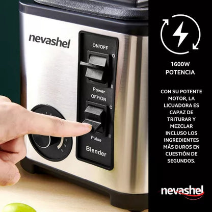 Licuadora Profesional Nevashel 1600W | 3 Litros | 15 Velocidades