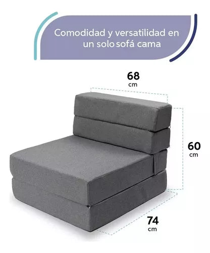 Sofa Cama Individual Sillon Puff Plegable 190x70x10cm (Entrega de 5 a 10 días)