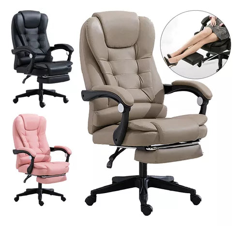 Silla Oficina Ergonómica Reclinable Ajustable Con Reposapiés SIN MASAJEADOR