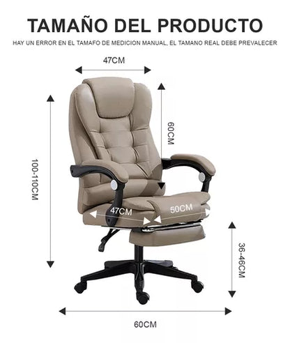 Silla Oficina Ergonómica Reclinable Ajustable Con Reposapiés SIN MASAJEADOR