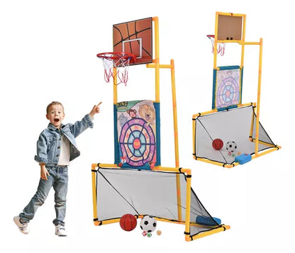 Portería 3 En 1 Infantil Futbol Canasta Basquetbol Dardos