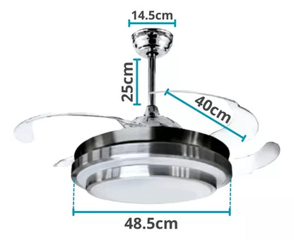 Lampara Ventilador Candil Aspas Retractil 42 Control, Led