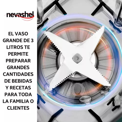 Licuadora Profesional Nevashel 1600W | 3 Litros | 15 Velocidades
