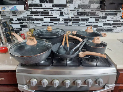 Bateria De Cocina, Juego De Ollas Y Sarten 10 Piezas Negro ChefOlla Sophia