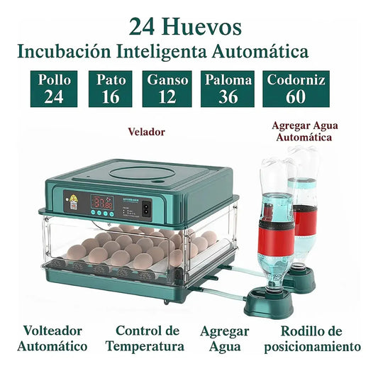 Incubadora Automática 24 Huevo 360° Giro Control Temperatura
