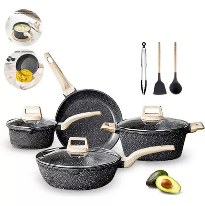 Bateria De Cocina, Juego De Ollas Y Sarten 10 Piezas Negro ChefOlla Sophia