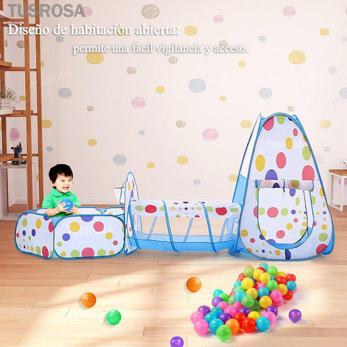 Tiendas Infantiles 3 En 1 Con Túnel, Piscina De Bolas Y Casa