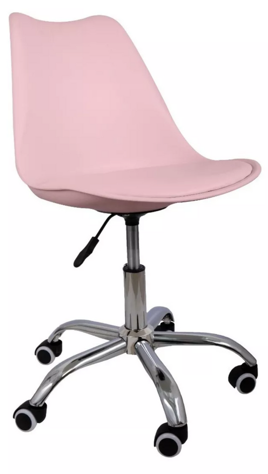 Silla eames ejecutiva con asiento  acochado y rueditas